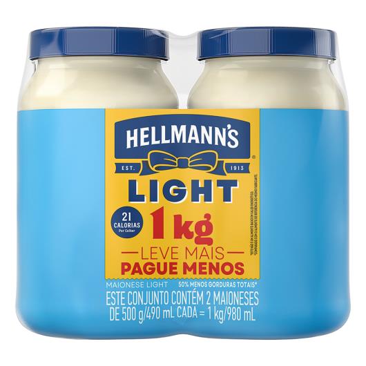 Pack Maionese Light Hellmann's Pote 2 Unidades 500g Cada Leve Mais Pague Menos - Imagem em destaque