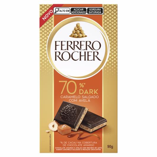 Chocolate Amargo 70% Dark Avelãs e Caramelo Salgado Ferrero Rocher 90g - Imagem em destaque