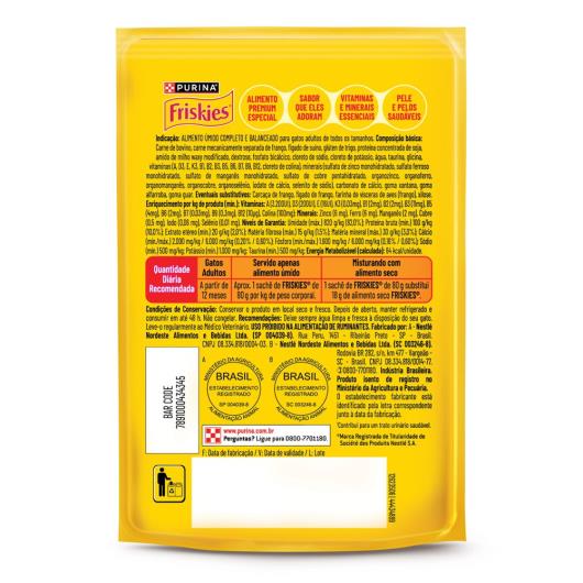 Ração Úmida Gatos Adultos Mix de Carnes Friskies Sachê 80g - Imagem em destaque