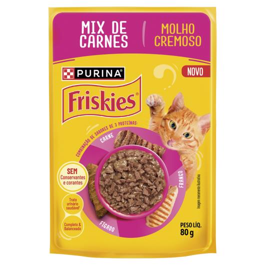 Ração Úmida Gatos Adultos Mix de Carnes Friskies Sachê 80g - Imagem em destaque