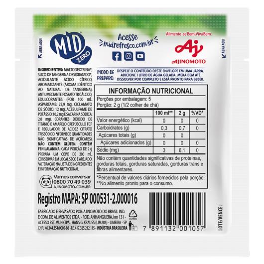 Refresco em Pó Tangerina Zero Açúcar Mid 8g - Imagem em destaque