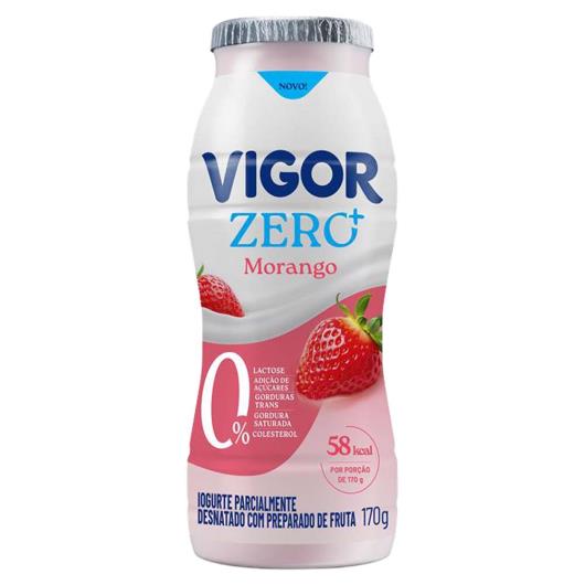 Iogurte Parcialmente Desnatado Morango Zero Lactose Vigor Zero + Frasco 170g - Imagem em destaque