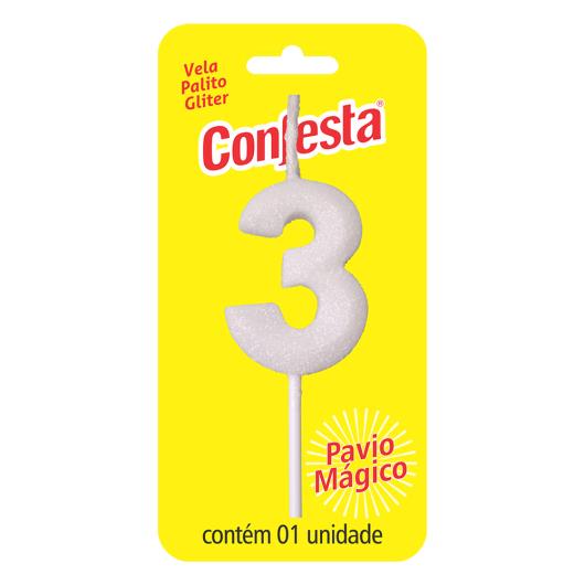 Vela palito glitter branca N.3 Confesta un - Imagem em destaque