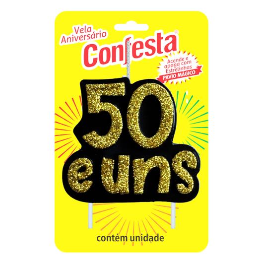 Vela Aniversário 50 e Uns Dourada Confesta - Imagem em destaque