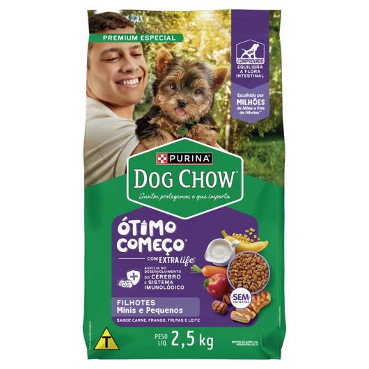 Ração para Cães Filhotes Raças Minis e Pequenas Carne, Frango, Frutas e Leite Dog Chow Extra Life 2,5kg - Imagem em destaque