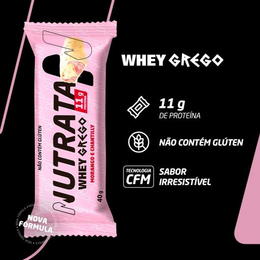Barra de Proteína Morango com Chantilly 11g de Proteínas Nutrata Whey Grego 40g - Imagem em destaque