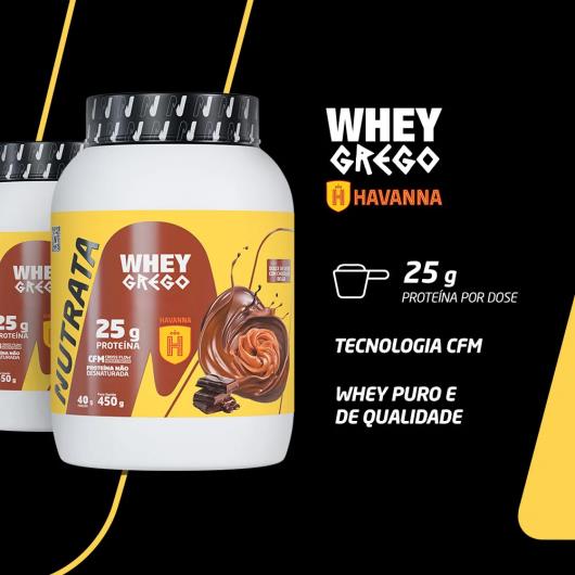 Whey Concentrado 25g de Proteínas Doce de Leite com Chocolate Belga Nutrata Grego Pote 450g - Imagem em destaque