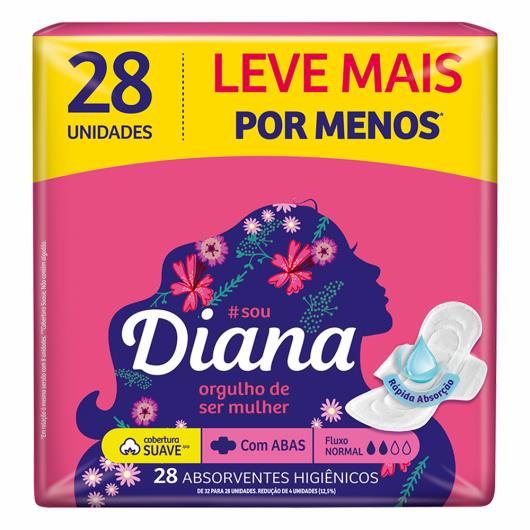 Absorvente Cobertura Suave com Abas Diana Pacote 28 Unidades Leve Mais Pague Menos - Imagem em destaque