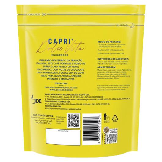 Café Torrado e Moído Encorpado Capri Dolce Vita L'or Destinations Pouch 250g - Imagem em destaque