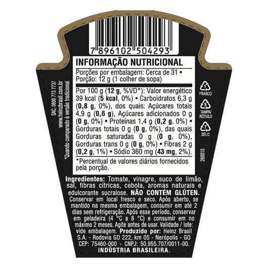 Ketchup Zero Açúcar Heinz Squeeze 373g - Imagem em destaque