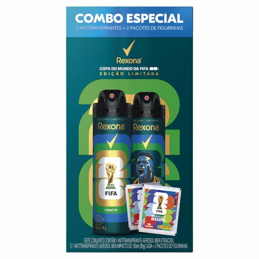 Pack Antitranspirante Aerossol Xtracool + Impacto Rexona Men 2 Unidades 150ml Cada Edição Limitada + 2 Pacotes de Figurinhas - Imagem em destaque