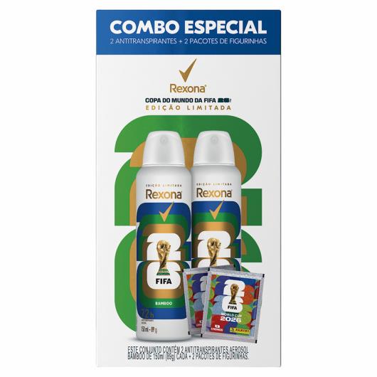 Pack Antitranspirante Aerossol Bamboo Rexona 2 Unidades 150ml Cada Edição Limitada + 2 Pacotes de Figurinhas - Imagem em destaque