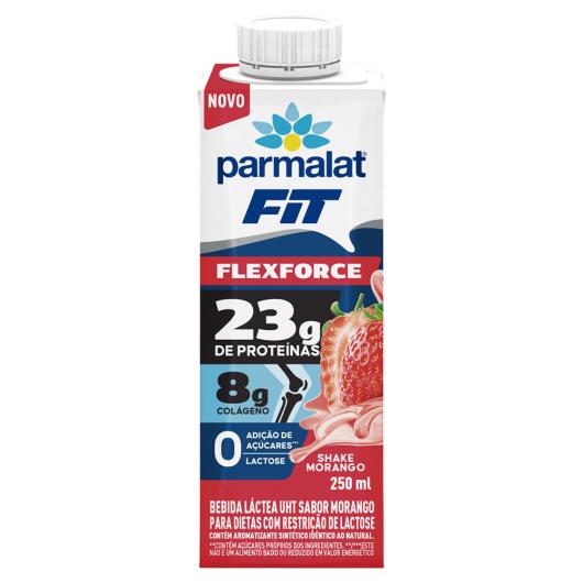 Bebida Láctea Shake Morango 23g de Proteínas Parmalat Fit Flexforce 250ml - Imagem em destaque