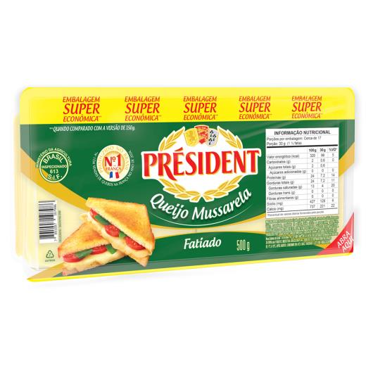 Queijo Mussarela Président Fatiado 500g Embalagem Supereconômica - Imagem em destaque