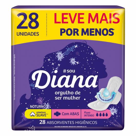 Absorvente Cobertura Suave com Abas Noturno Diana Pacote 28 Unidades Leve Mais Pague Menos - Imagem em destaque