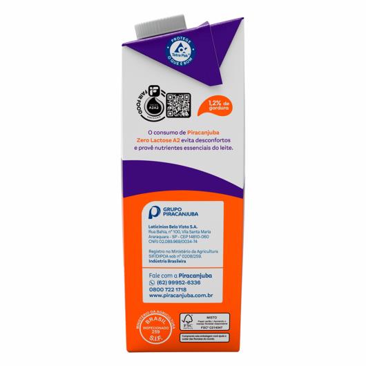 Leite Semidesnatado Tipo A2A2 Zero Lactose Piracanjuba 1l - Imagem em destaque