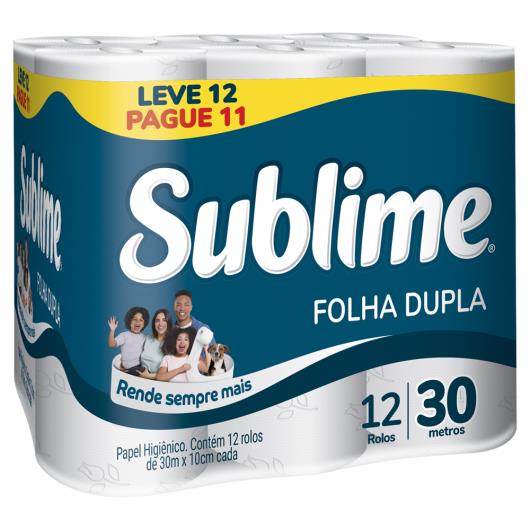 Papel Higiênico Folha Dupla Neutro 30M Sublime Pacote Leve 12 Pague 11 Unidades - Imagem em destaque