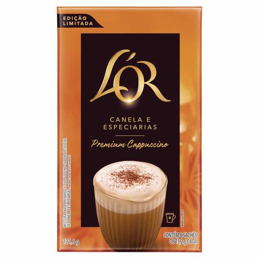 Cappuccino Solúvel Canela e Especiarias L'or Caixa 121,6g 8 Unidades - Imagem em destaque