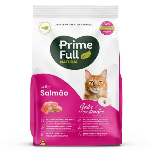 Ração para Gatos Adultos Castrados Salmão Prime Full Pacote 900g - Imagem em destaque