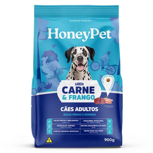 Ração para Cães Adultos Carne e Frango Honey Pet Pacote 900g - Imagem em destaque