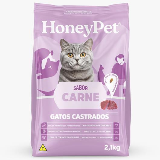 Ração para Gatos Adultos Castrados Carne Honey Pet Pacote 2,1kg - Imagem em destaque