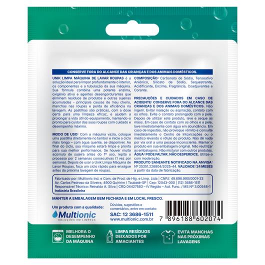 Limpador para Máquina de Roupa Unik Pastilha Envelope 20g 2 Unidades - Imagem em destaque