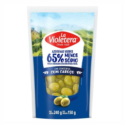 Azeitona Verde com Caroço Menos Sódio La Violetera Sachê 150g - Imagem em destaque
