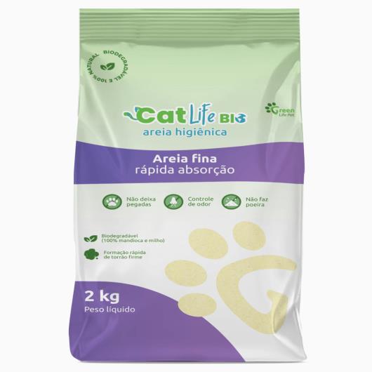 Areia Higiênica Grãos Finos Cat Life Bio Pacote 2kg - Imagem em destaque