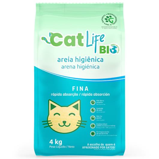 Areia Higiênica Grãos Finos Cat Life Bio Pacote 4kg - Imagem em destaque
