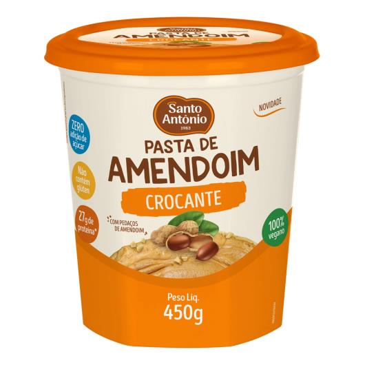 Pasta de Amendoim Crocante Zero Adição de Açúcar Santo Antônio Pote 450g - Imagem em destaque