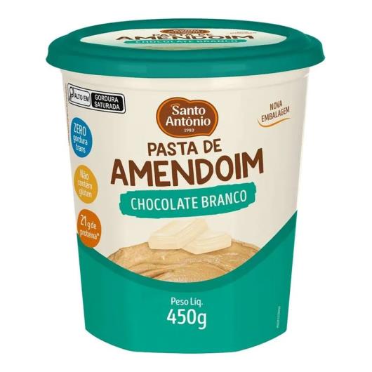 Pasta de Amendoim Chocolate Branco Zero Adição de Açúcar Santo Antônio Pote 450g - Imagem em destaque