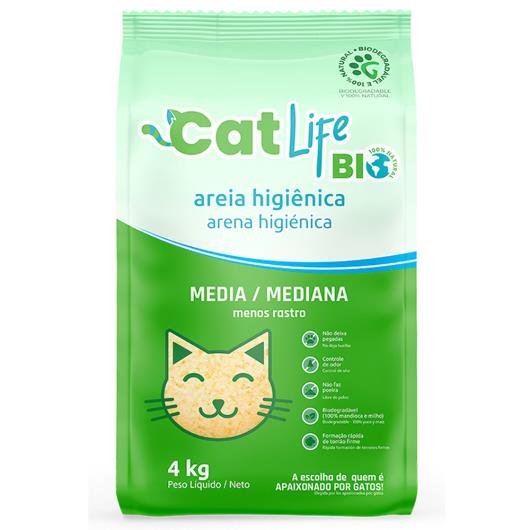 Areia Higiênica Grãos Médios Cat Life Bio Pacote 4kg - Imagem em destaque