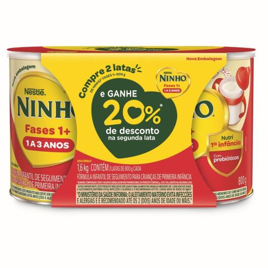 Pack Fórmula Infantil Ninho Fases 1+ Lata 800g Cada - Imagem em destaque