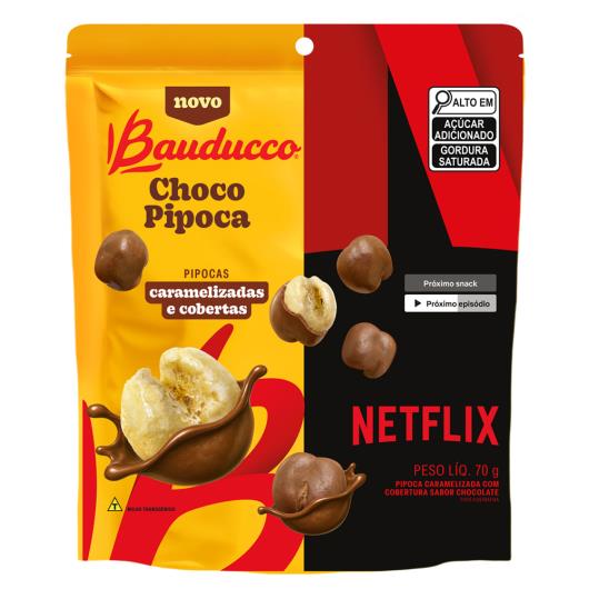 Pipoca Caramelizada Cobertura Chocolate Bauducco Netflix Pouch 70g - Imagem em destaque