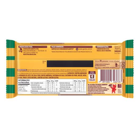 Chocolate ao Leite Pé de Moleque Garoto 80g Edição Limitada Sabores do Brasil - Imagem em destaque