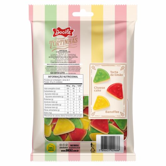 Bala de Gelatina Cheesecake, Banoffee e Limão Tortinhas Docile Pacote 80g - Imagem em destaque