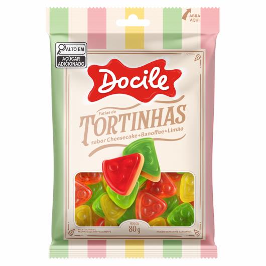 Bala de Gelatina Cheesecake, Banoffee e Limão Tortinhas Docile Pacote 80g - Imagem em destaque