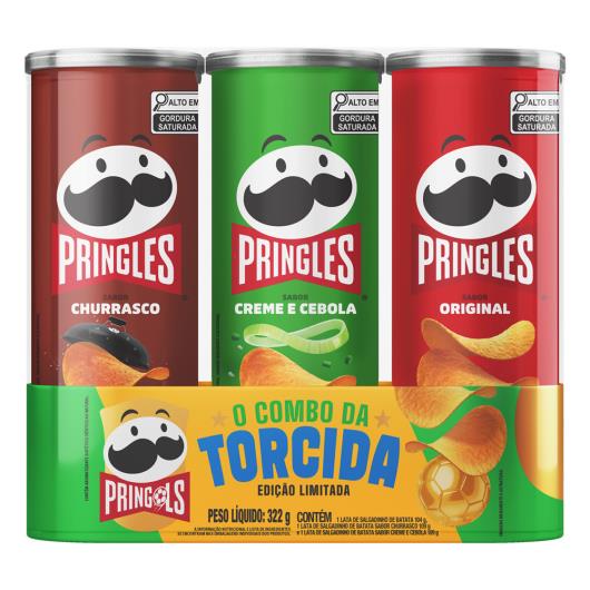 Kit Batata Original 104g + Churrasco 109g + Creme e Cebola 109g Pringles Edição Limitada para Colecionador - Imagem em destaque