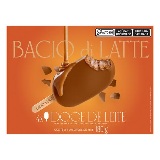 Picolé Doce de Leite Bacio di Latte Caixa 180g 4 Unidades 45g Cada - Imagem em destaque