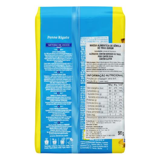 Macarrão de Sêmola Grano Duro Penne Rigate n°41 De Cecco Pacote 500g - Imagem em destaque