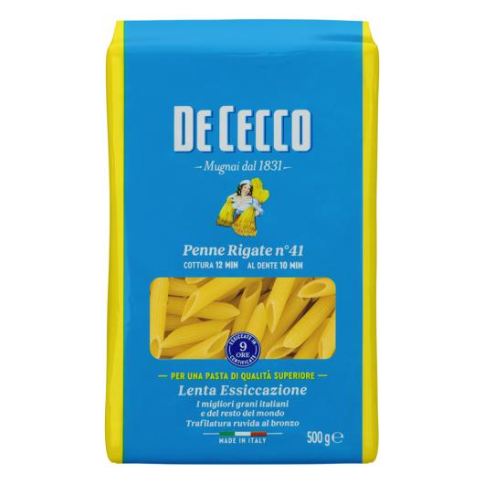 Macarrão de Sêmola Grano Duro Penne Rigate n°41 De Cecco Pacote 500g - Imagem em destaque