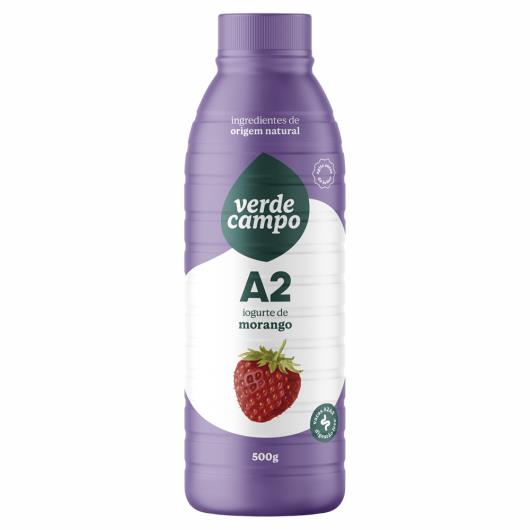 Iogurte Integral Morango Tipo A2 Zero Lactose Verde Campo Garrafa 500g - Imagem em destaque