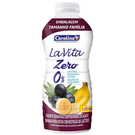 Iogurte Desnatado Açaí e Banana Zero Lactose Carolina La Vita Garrafa 1,25kg - Imagem em destaque
