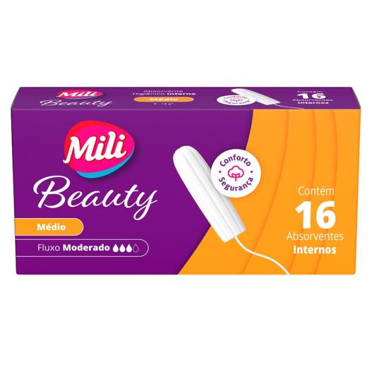 Absorvente Interno Médio Fluxo Moderado Mili Beauty Caixa 16 Unidades - Imagem em destaque