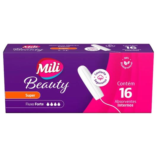 Absorvente Interno Super Fluxo Forte Mili Beauty Caixa 16 Unidades - Imagem em destaque