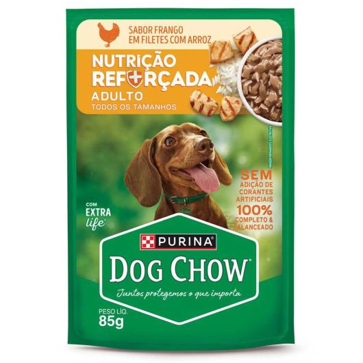 Ração Úmida para Cães Adultos Frango com Arroz Dog Chow Nutrição Reforçada 85g - Imagem em destaque