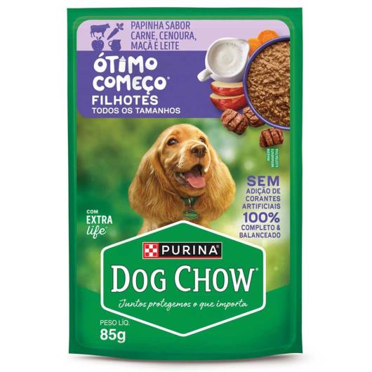 Ração Úmida para Cães Filhotes Papinha Sabor Carne, Cenoura, Maçã e Leite Dog Chow Óimo Começo 85g - Imagem em destaque