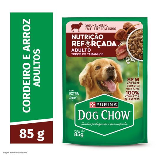 Ração Úmida para Cães Adultos Cordeiro com Arroz Dog Chow Nutrição Reforçada 85g - Imagem em destaque