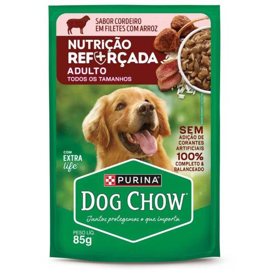 Ração Úmida para Cães Adultos Cordeiro com Arroz Dog Chow Nutrição Reforçada 85g - Imagem em destaque