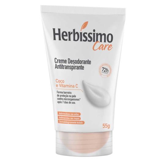 Desodorante Antitranspirante Creme Coco e Vitamina C Herbíssimo Care Bisnaga 55g - Imagem em destaque